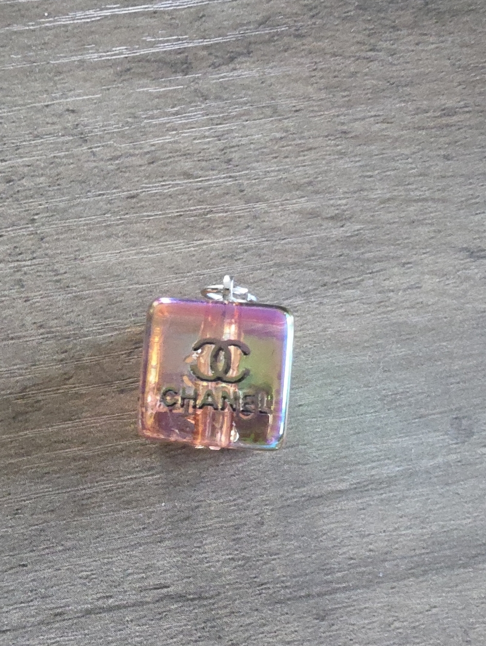 Chanel Iridescent Square Charm in Pink and Purple Sheen